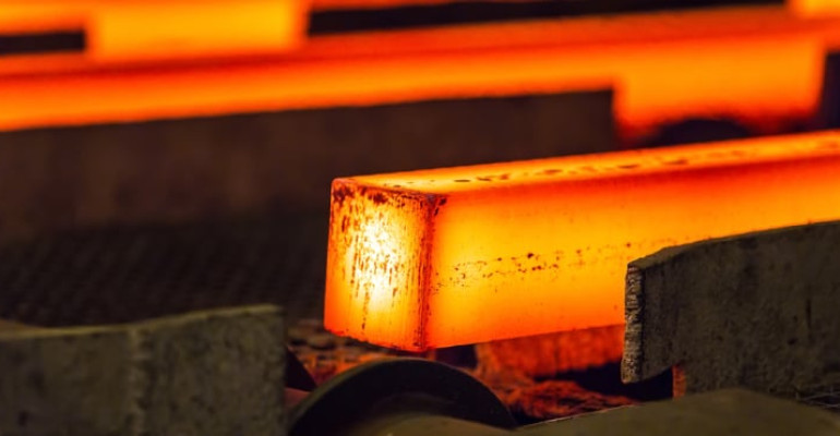 heated steel forged bar